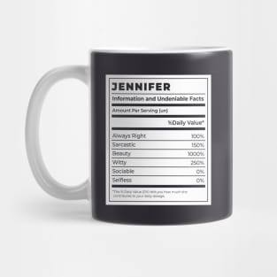 Funny Food Label Female Ingredients JENNIFER Mug